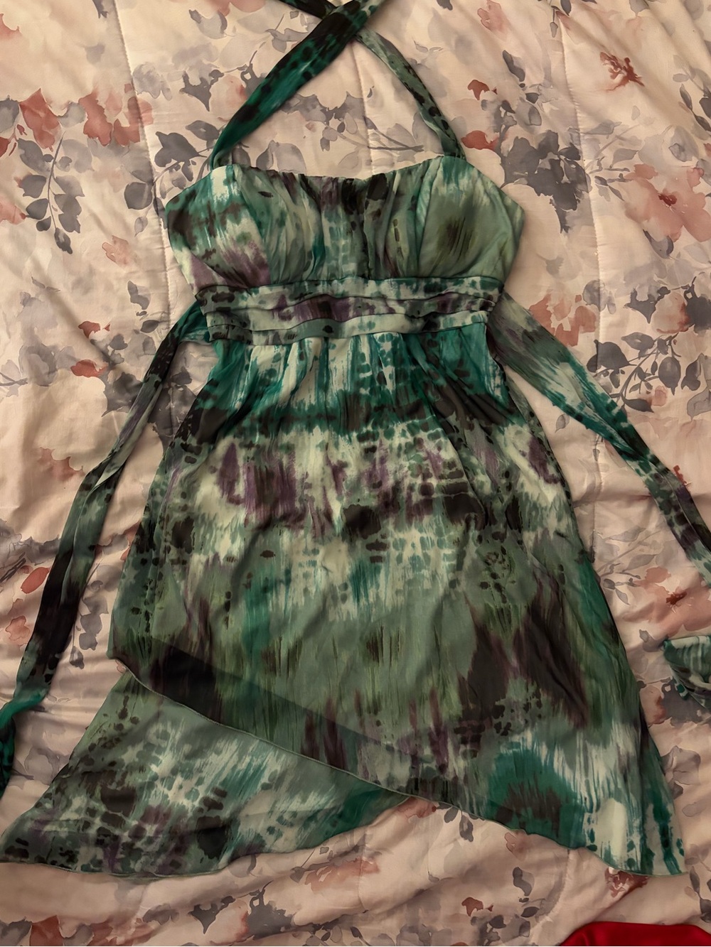 City Studio Teal and Purple Asymmetrical Halter Dress